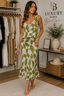 The Workshop Abstract Print Mermaid Midi Set
